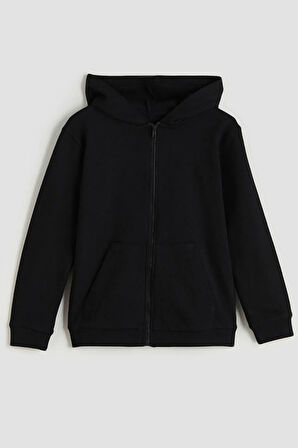 Erkek Çocuk Basic Fermuarlı Kapüşonlu Okul Sweatshırt G2025-3-1