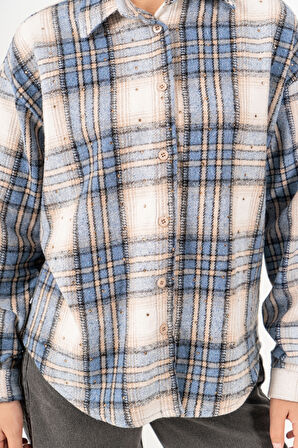 Kız Çocuk Yumuşak Dokulu Kareli Oduncu Gömlek 3172