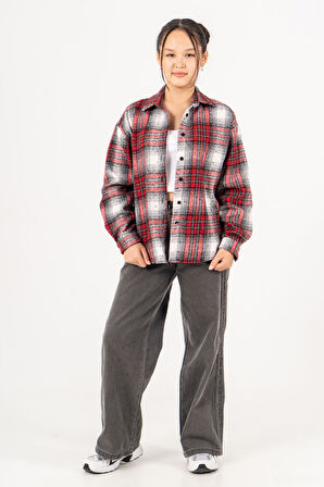 Kız Çocuk Yumuşak Dokulu Kareli Oduncu Gömlek 3172