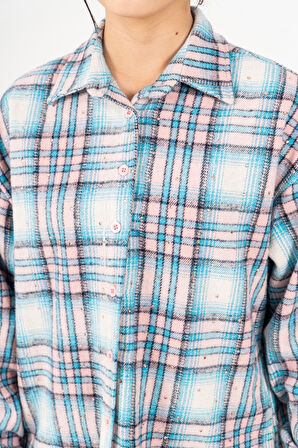 Kız Çocuk Yumuşak Dokulu Kareli Oduncu Gömlek 3172