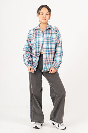 Kız Çocuk Yumuşak Dokulu Kareli Oduncu Gömlek 3172