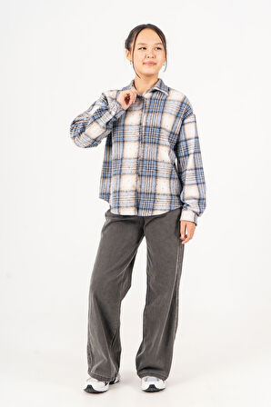 Kız Çocuk Yumuşak Dokulu Kareli Oduncu Gömlek 3172