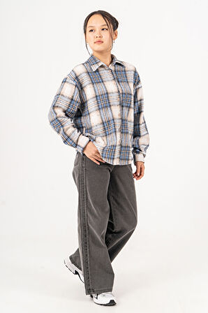 Kız Çocuk Yumuşak Dokulu Kareli Oduncu Gömlek 3172