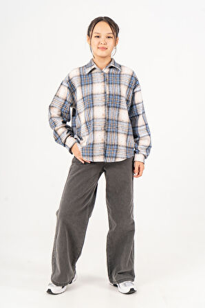 Kız Çocuk Yumuşak Dokulu Kareli Oduncu Gömlek 3172