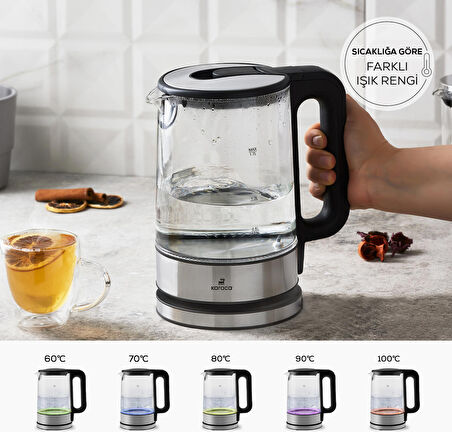 Karaca Sıcaklık Ayarlı Ve Led Işıklı 2205 Cam Su Isıtıcısı Kettle 2200w