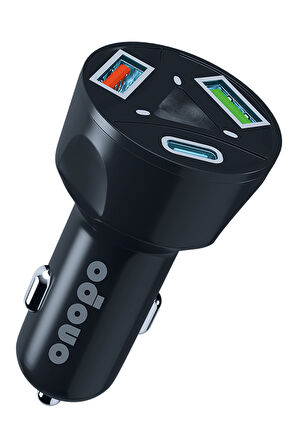3.4A Type-C (PD) ve Çift USB Girişli Turbo Hızlı Araç Şarjı 55W - A8