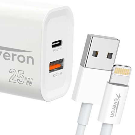 Everon 25w Usb iPhone Kablolu Hızlı Şarj Cihazı EVR-023-I