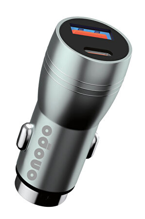 onopo 3.4A Çift USB + Type Çıkışlı Metal Hızlı Araç Şarjı 40W - A9