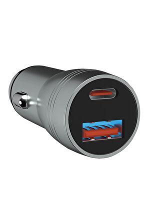 onopo 3.4A Çift USB + Type Çıkışlı Metal Hızlı Araç Şarjı 40W - A9