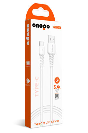 onopo Android Xiaomi Ve Samsung Uyumlu Type-C To USB Kablo 3.4A Uyumlu Hızlı Şarj ve Data Kablosu 1M - Q7