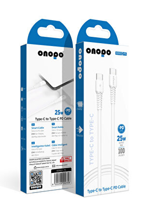 onopo Android Xiaomi Ve Samsung Uyumlu Type-C To Type-C Pd 25W Hızlı Şarj ve Data Kablosu 100CM - P5