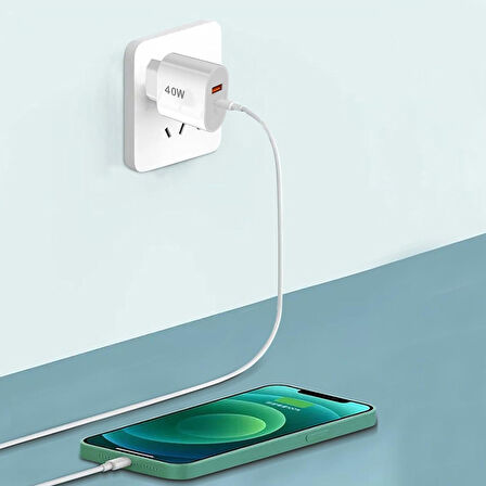 Tonex 40W USB-A + Type-C 2x Çıkışlı Type-C to Type-C Kablolu Şarj Aleti