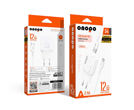 Android Xiaomi Ve Samsung Uyumlu Type-c Usb 2.4A Şarj Cihazı 12W - S4