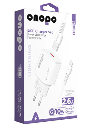 onopo İphone Apple Uyumlu Lightning Usb 2.6a Iphone Hızlı Şarj Cihazı 10w - X5