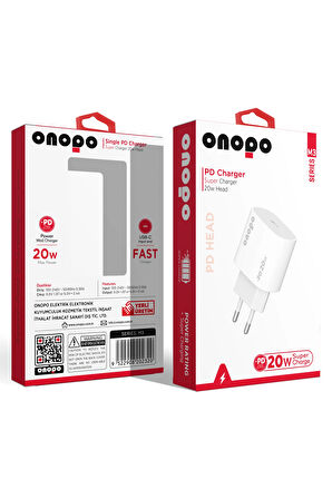 onopo Iphone ve Android Uyumlu 20W Type-C Girişli Şarj Başlığı - M3