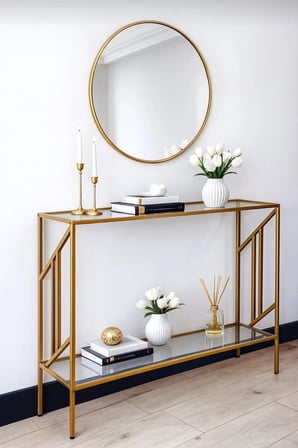 Zafira Gold Dresuar Kahve Köşesi Modern Konsol 100 cm Şeffaf Cam