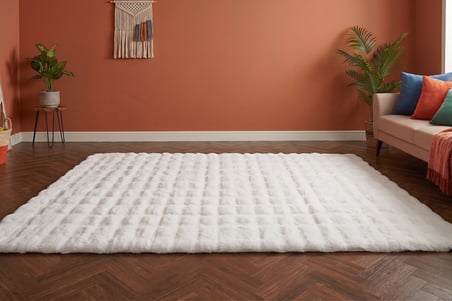 Bubble Tavşan Tüyü Beyaz Yumuşak Yıkanabilir Tabanlı Peluş Halı 100X200