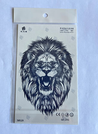 Aslan Karga 4 adet Birden 3 hafta Kalıcı  Geçici yapıştırma Dövme 18x11 cm