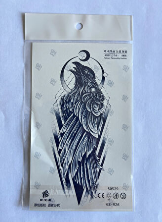 Karga Yılan 4 adet Birden 3 hafta Kalıcı  Geçici yapıştırma Dövme 18x11 cm