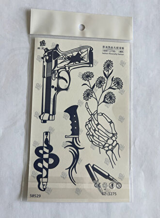 Karga Yılan 4 adet Birden 3 hafta Kalıcı  Geçici yapıştırma Dövme 18x11 cm