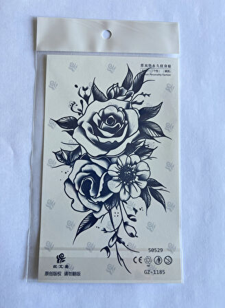 Çiçekler 4 adet Birden 3 hafta Kalıcı  Geçici yapıştırma Dövme 18x11 cm