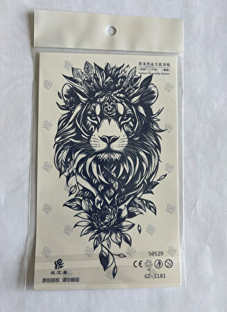 Kaplan çiçek 4 adet Birden 3 hafta Kalıcı  Geçici yapıştırma Dövme 18x11 cm
