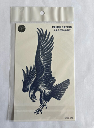 Kartal Yılan 4 adet Birden 3 hafta Kalıcı  Geçici yapıştırma Dövme 18x11 cm