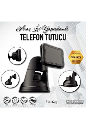 Ch-123 Vantuzlu Klipsi Araç Içi Telefon Tutucu