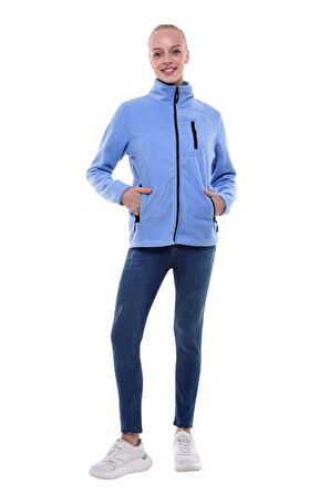 Kadın Polar Tam Fermuarlı Outdoor 3 Cepli Spor Polar Ceket