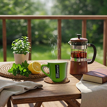 Mahmood Coffee Mottolu Porselen Kupa Yeşil 300 ml