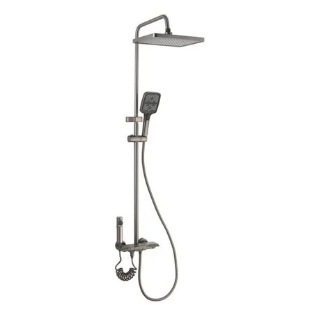 Fleko 3'lü Antrasit Banyo Batarya Seti (Piano Salt - Alfa Banyo - Alfa Lavabo)