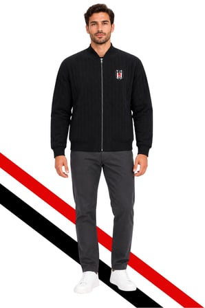 BEŞİKTAŞ LOGOLU ERKEK FERMUARLI SWEATSHIRT 