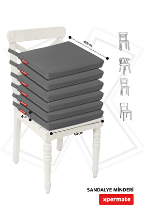 Xpermate Fermuarlı 6'lı Sandalye Minderi Su İtici Kumaş 40x40 Cm Antrasit