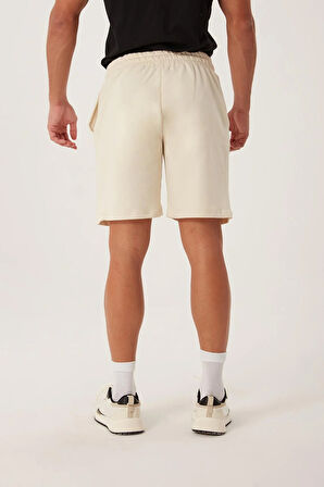 Erkek Golf Nakışlı 2 İplik Şort  Ekru