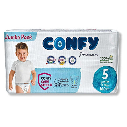 Confy Premium 5 Numara Bebek Bezi Junior 11 - 18 KG 160 Adet