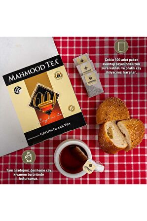 Mahmood Tea Ithal %100 Saf Seylan 100'lü Bardak Poşet Çay Bardak Bundle