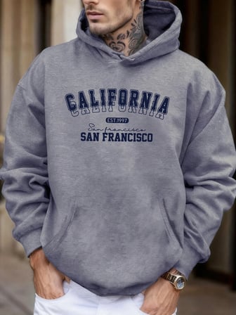 California San Francisco Est 1997 Baskılı Yumuşak Bol Kapüşonlu Üstler Polar Sonbahar Spor Gi