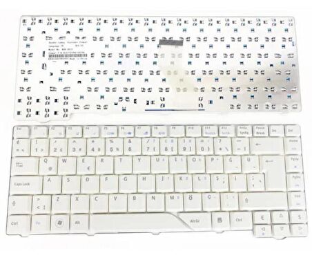 Acer Aspire 5930G Uyumlu Notebook Klavyesi - Beyaz (Açık Gri) - TR