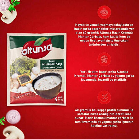 Altunsa Hazır Kremalı Mantar Çorbası 60 Gr 12 Lİ paket