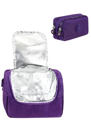 Beslenme Cantasi 2’LI Set Krinkil Kumas Termal Cantasi + Cift Bolmeli Kalemlik Mor GALB Leather