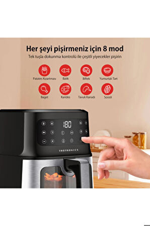 TT-AF011 5 Litre 8 İşlevli Camlı AIRFRYER Pişirme Kabı Hediyeli