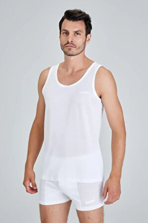 Erkek Beyaz Elite Merserize Atlet