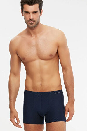 Erkek Lacivert Selipek Penye Kendinden Çizgi Desenli Domenico Boxer 2 Li