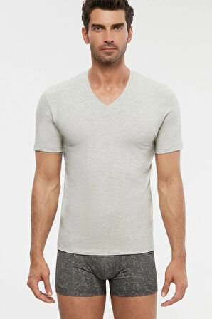 Erkek Penye Likra Compact V-yaka Tshirt Atlet 6 Lı