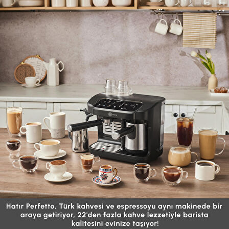 Karaca Hatır Perfetto Dijital ve Dokunmatik Ekranlı Çelik Cezveli Espresso ve Türk Kahve Makinesi