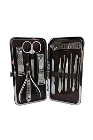 12 Parça Manikür Pedikür Seti Özel Deri Çanta El Ayak Bakımı Akne ve Sivilce Temizleme