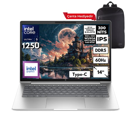 HP ProBook 440 G11 Ultra 5-125U 64-GBDDR5 2 TBSSD Intel Graphics 14" WUXGA Windows 11 Pro + Sırt Çantası A22YQEAHMF24