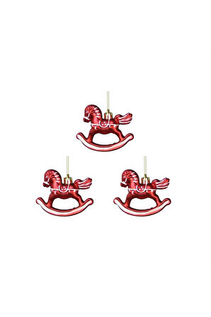 Yılbaşı Süsü 3'lü Atlı Karınca Kırmızı 6 cm