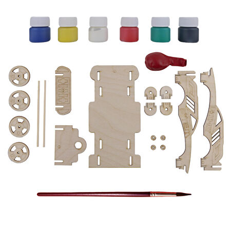 Wood-Kit STEM DIY Mucit Seti - Havalı Yarışçı STEM Oyuncağı