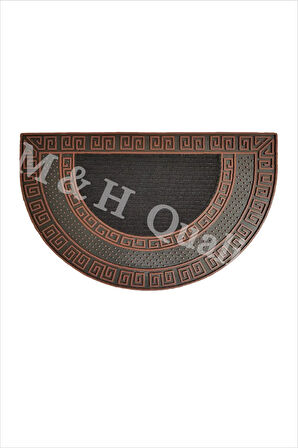 Dekoratif Yarım Ay Versace Model Kapı Önü Paspası Yıkanabilir Toz Alıcı Halı Bakır Renk